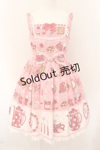 Angelic Pretty / French Cafe切替ジャンパースカート  ピンク O-24-12-05-014-AP-OP-OW-OS