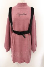 画像1: 【SALE】EATME / ハーネス付きルーズニットワンピース  ピンク×クロ O-24-12-07-048-LO-OP-IG-ZT054 (1)