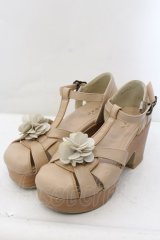 axes femme / コサージュ付きグルカサンダル L ベージュ O-24-12-08-085-AX-SH-IG-ZT335