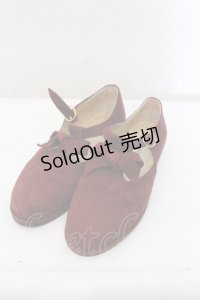 KANEKO ISAO / リボンスウェードシューズ M ワイン O-24-12-08-003-EL-SH-IG-ZT335