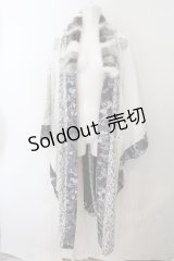 Qutie Frash / レース切替ファー衿着物ロングカーデ  ホワイト O-24-12-12-045-QU-TO-OW-OS