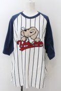 GALFY / ベースボールラグランTシャツ 中型犬 コンｘホワイト O-24-12-13-039-PU-TS-YM-ZT372