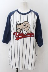 画像1: 【SALE】GALFY / ベースボールラグランTシャツ 中型犬 コンｘホワイト O-24-12-13-039-PU-TS-YM-ZT372 (1)