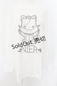 NieR Clothing / ミケプリントカットソー XL ホワイト O-24-12-14-035-PU-TO-IG-ZT124