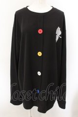 NieR Clothing / ワイド袖口カットソー  ブラック×マルチ O-24-12-14-044-PU-TO-IG-ZT259