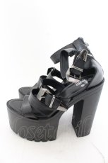 画像2: 【SALE】NieR CLOTHING / 身長激盛り《約15cmUP》ハイヒール厚底サンダル 35 ブラック O-24-12-15-026-PU-SH-IG-ZT335 (2)