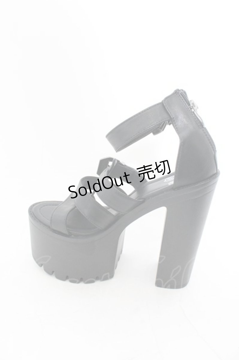 画像3: 【SALE】NieR CLOTHING / 身長激盛り《約15cmUP》ハイヒール厚底サンダル 35 ブラック O-24-12-15-026-PU-SH-IG-ZT335 (3)