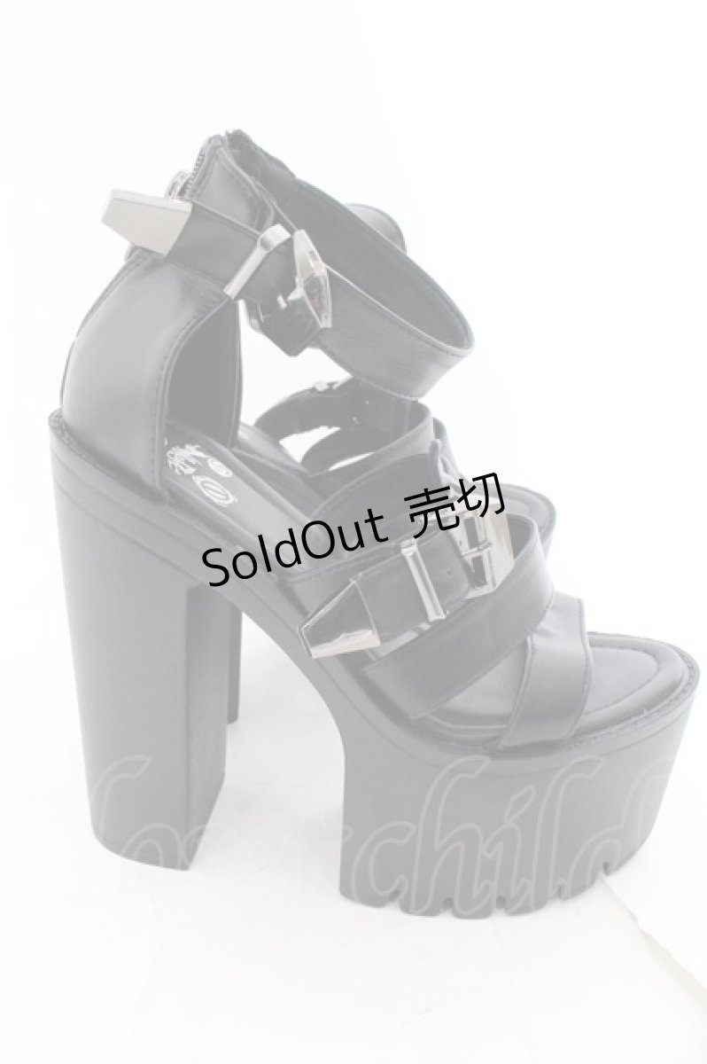 画像4: 【SALE】NieR CLOTHING / 身長激盛り《約15cmUP》ハイヒール厚底サンダル 35 ブラック O-24-12-15-026-PU-SH-IG-ZT335 (4)