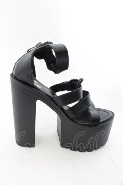 画像5: NieR Clothing / 身長激盛り《約15cmUP》ハイヒール厚底サンダル 35 ブラック O-24-12-15-026-PU-SH-IG-ZT335