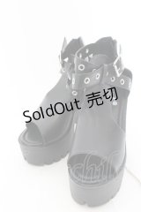 NieR Clothing / NieR厚底ハイヒールサンダル【身長約12.5cmUP】 35 ブラック O-24-12-15-027-PU-SH-IG-ZT335