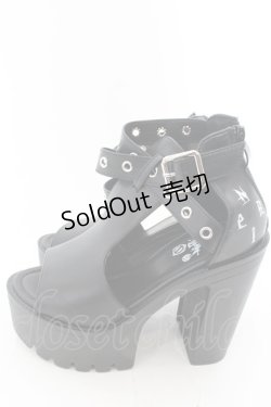 画像2: NieR Clothing / NieR厚底ハイヒールサンダル【身長約12.5cmUP】 35 ブラック O-24-12-15-027-PU-SH-IG-ZT335