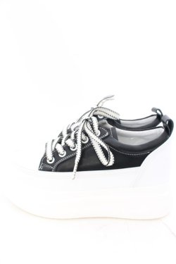 画像2: NieR Clothing / NieR軽量×厚底SNEAKERS【身長約6.5cmUP】 JPN22.5cm ブラック×ホワイト O-24-12-15-028-PU-SH-IG-ZT346