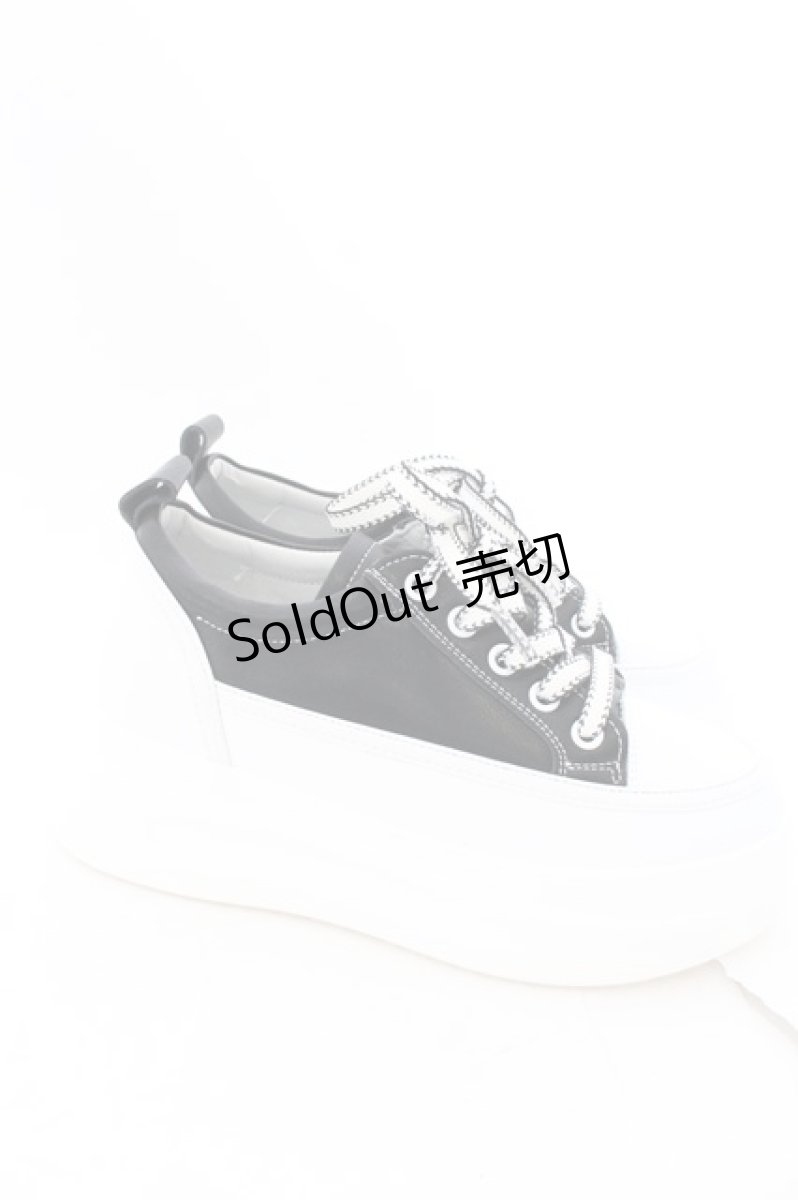 画像4: 【SALE】NieR CLOTHING / NieR軽量×厚底SNEAKERS【身長約6.5cmUP】 JPN22.5cm ブラック×ホワイト O-24-12-15-028-PU-SH-IG-ZT720 (4)
