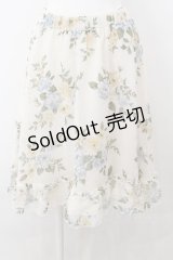 axes femme / フラワーシフォンフレアスカート  アイボリー O-24-12-17-043-AX-SK-IG-ZT247