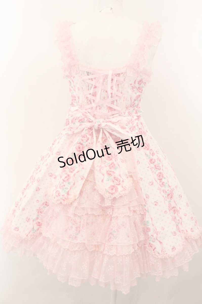 画像4: Angelic Pretty / レディローズ後ろフリルジャンパースカート  シロ O-24-12-17-003-AP-OP-OW-OS (4)