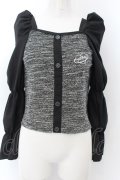 NieR Clothing / 春夏用 袖異素材マムルークスリーブプルオーバー  ブラック×グレー O-24-12-18-057-PU-TO-OW-ZT388