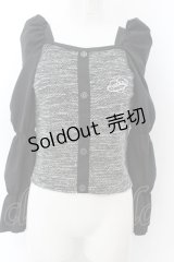 NieR Clothing / 春夏用 袖異素材マムルークスリーブプルオーバー  ブラック×グレー O-24-12-18-057-PU-TO-OW-ZT388