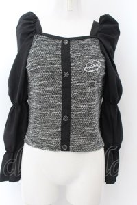 NieR Clothing / 春夏用 袖異素材マムルークスリーブプルオーバー  ブラック×グレー O-24-12-18-057-PU-TO-OW-ZT388