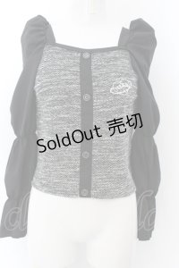 NieR Clothing / 春夏用 袖異素材マムルークスリーブプルオーバー  ブラック×グレー O-24-12-18-057-PU-TO-OW-ZT388