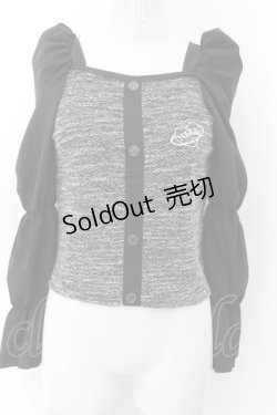 画像1: NieR Clothing / 春夏用 袖異素材マムルークスリーブプルオーバー  ブラック×グレー O-24-12-18-057-PU-TO-OW-ZT388