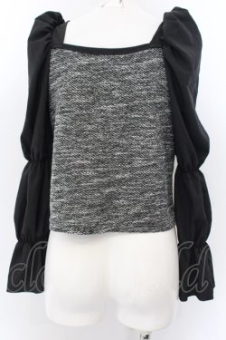 画像3: NieR Clothing / 春夏用 袖異素材マムルークスリーブプルオーバー  ブラック×グレー O-24-12-18-057-PU-TO-OW-ZT388
