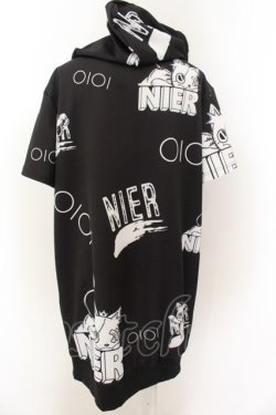 画像2: NieR Clothing / 転写pt半袖ZIPパーカー F マルイミケ（ブラック×ホワイト） O-24-12-18-074-PU-TO-OW-ZT061