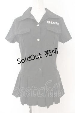 画像1: NieR CLOTHING / スタイルアップシャツワンピース M ブラック O-24-12-18-081-PU-OP-OW-ZT259
