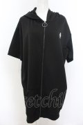 NieR Clothing / 半袖ZIPパーカー F ワンポイント（ブラック） O-24-12-18-085-PU-TO-OW-ZT259