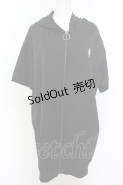 画像1: NieR Clothing / 半袖ZIPパーカー F ワンポイント（ブラック） O-24-12-18-085-PU-TO-OW-ZT259