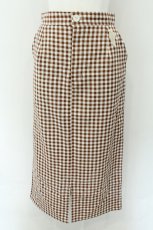 画像1: 【SALE】NieR CLOTHING / ギンガムチェックナロースカート【ポケット付き】 F ブラウン O-24-12-18-009-PU-SK-OW-ZT124 (1)