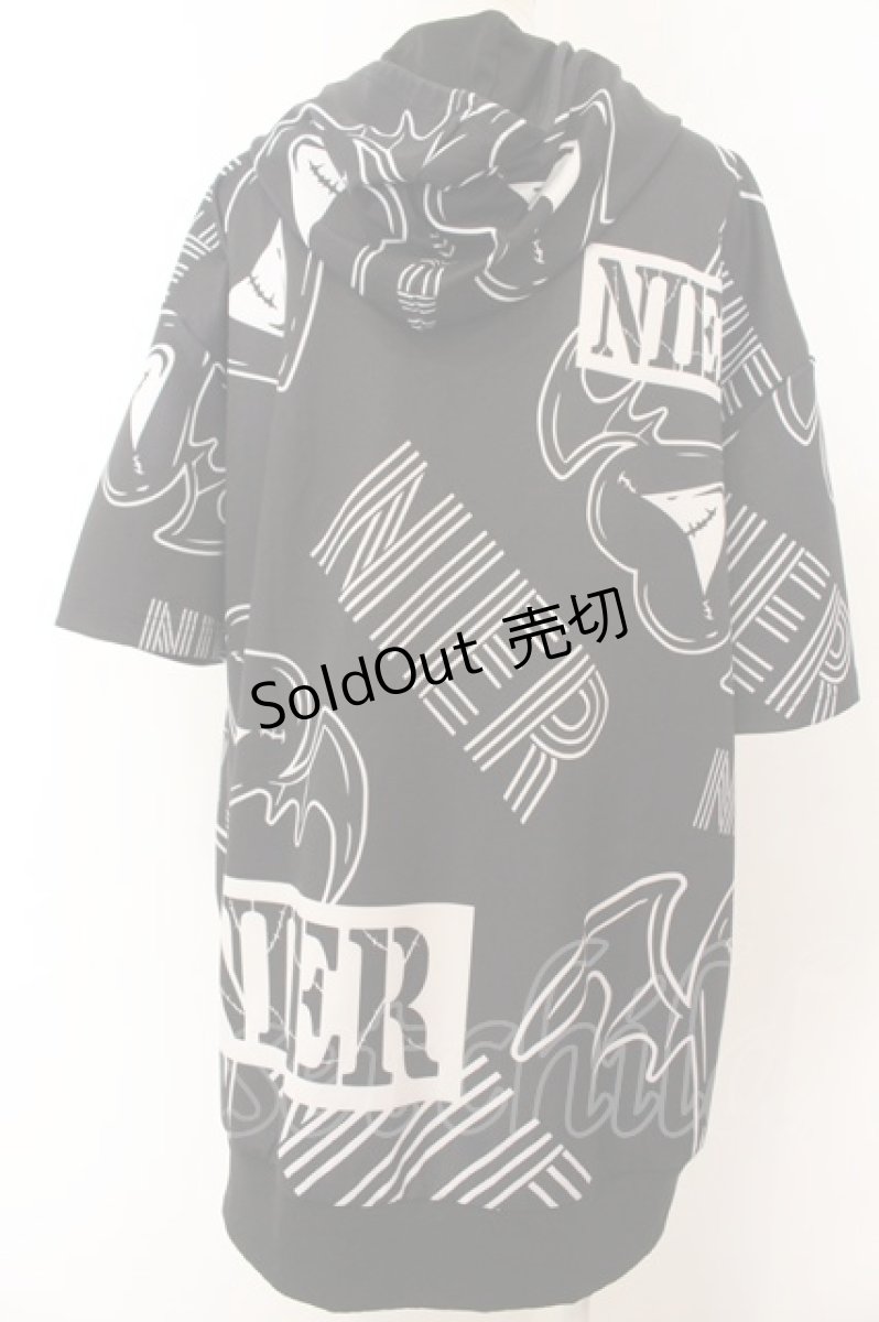 画像2: 【SALE】NieR CLOTHING / 転写pt半袖ZIPパーカー F ハートウイング（ブラック×ホワイト） O-24-12-18-086-PU-TO-OW-ZT259 (2)