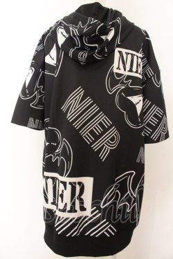 画像2: NieR Clothing / 転写pt半袖ZIPパーカー F ハートウイング（ブラック×ホワイト） O-24-12-18-086-PU-TO-OW-ZT259