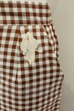 画像2: 【SALE】NieR CLOTHING / ギンガムチェックナロースカート【ポケット付き】 F ブラウン O-24-12-18-009-PU-SK-OW-ZT124 (2)
