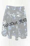 NieR Clothing / 転写ミニスカート F ブラック×ブルー O-24-12-18-015-PU-SK-OW-ZT051