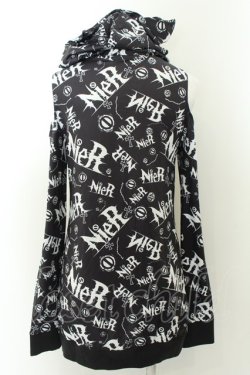 画像2: NieR Clothing / 猫耳付き 総柄STYLISH OFF- SHOULDER PARKA F ブラック×ホワイト O-24-12-18-019-PU-TO-OW-ZT248
