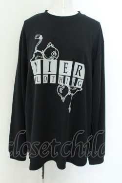 画像1: NieR Clothing / ミケptカットソー LL 寝そべりミケ（ブラック） O-24-12-18-029-PU-TO-OW-ZT051