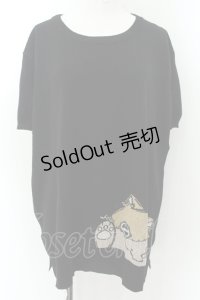 NieR Clothing / ミケデザイン半袖ニット F ブラック O-24-12-18-036-PU-TO-OW-ZT248