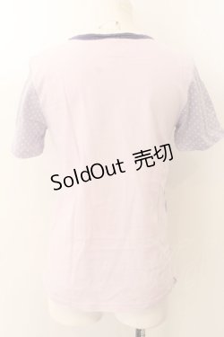 画像2: 【SALE】MALKOMALKA / 柄切替えTシャツ M ラベンダー O-24-12-25-033-PU-TO-OW-ZT248