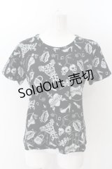 million dollar orchestra / 総柄Tシャツ  ブラック O-24-12-25-036-PU-TO-OW-ZT124