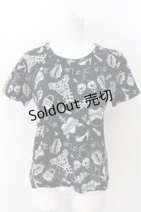 million dollar orchestra / 総柄Tシャツ  ブラック O-24-12-25-036-PU-TO-OW-ZT124
