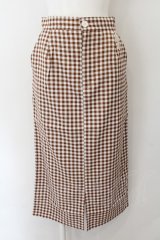 NieR Clothing / ギンガムチェックナロースカート【ポケット付き】  ブラウン×シロ O-24-12-25-105-PU-SK-IG-ZT124