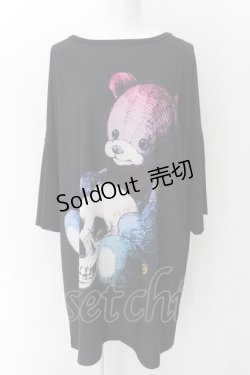 画像1: anko ROCK / スカル抱っこクマＴシャツ  ブラック O-24-12-25-002-PU-TO-OW-ZT122