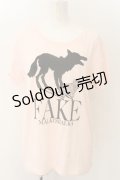 MALKOMALKA / FAKEptTシャツ M ピンク O-24-12-25-017-PU-TO-OW-ZT124