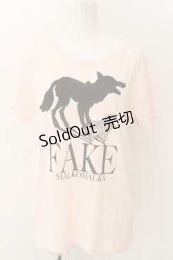 画像1: MALKOMALKA / FAKEptTシャツ M ピンク O-24-12-25-017-PU-TO-OW-ZT124