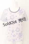 【SALE】MALKOMALKA / 柄切替えTシャツ M ラベンダー O-24-12-25-033-PU-TO-OW-ZT248