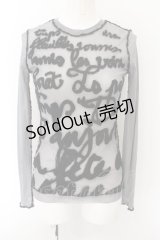 Jean Paul GAULTIER FEMME / 英字刺しゅうパワーネットトップス 40 グレー O-24-12-26-035-GO-TO-OW-OS