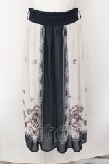 axes femme / ブーケパネル柄スカート M グリーン×キナリ O-24-12-26-057-AX-SK-OW-ZT264