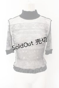 Jean Paul GAULTIER FEMME / パイル切替パワーネットトップス 40 グレー O-24-12-26-033-GO-TO-OW-OS