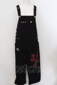 PEACE NOW / くまワッペンミリタリー調オーバーオール M ブラック O-24-12-27-001-PU-OP-OW-ZY