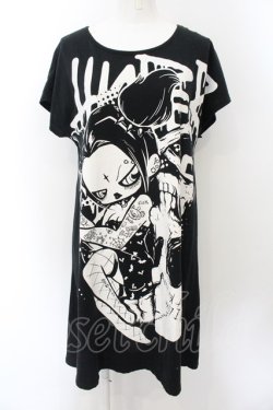 画像1: HYPER CORE / ガール＆スカルプリントTシャツ  ブラック O-24-12-27-025-PU-TO-OW-ZT259